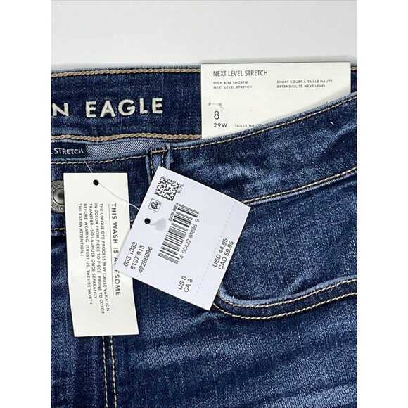 American Eagle High Rise Shortie Denim Shorts 8/29W Blue NWT - Picture 2 of 3